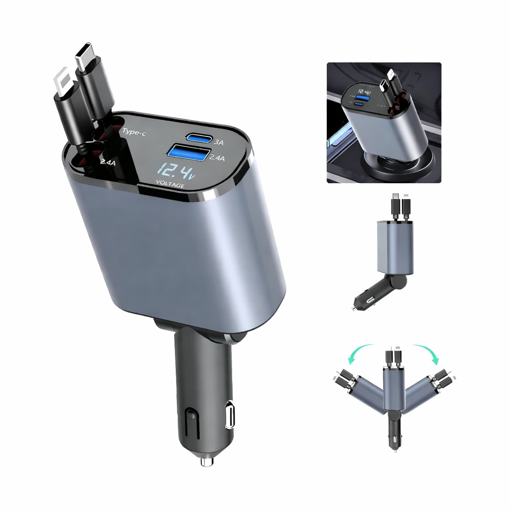 Najbrži 4 u 1 Auto Punjač – Brzo i pametno punjenje za sve uređaje