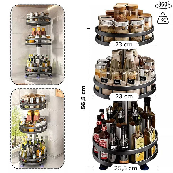 Rotirajući organizator za kuhinju – 3 nivoa (360°)