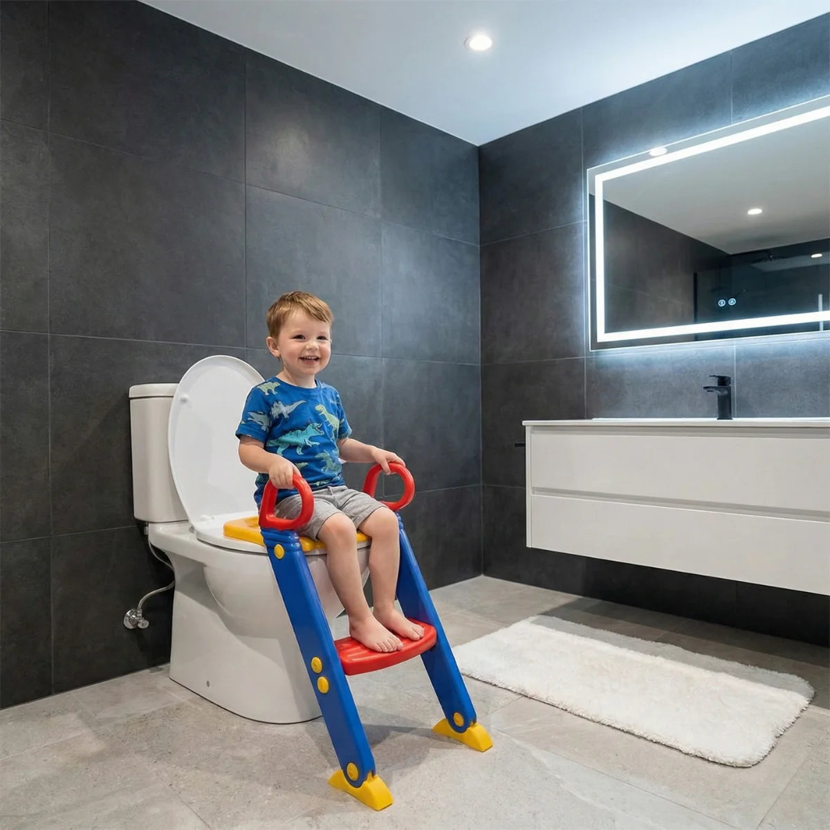 Dečiji adapter za WC sa stepenikom – Bezbedan prelaz sa noše