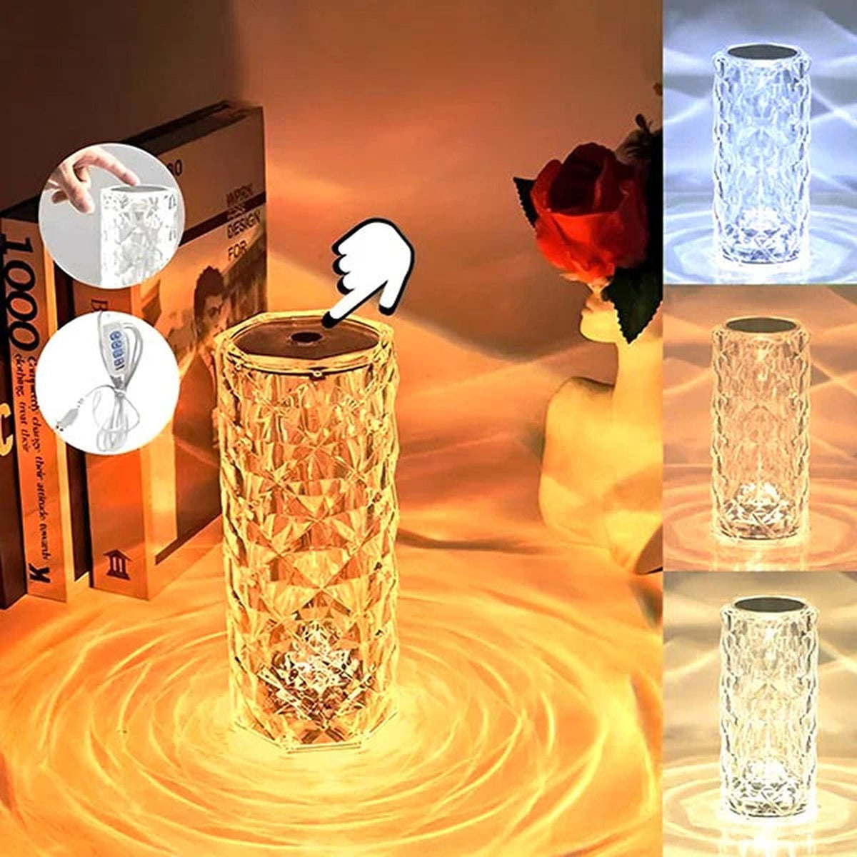 Kristalna sobna lampa sa 3 režima boja