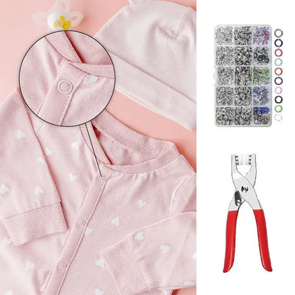 Set za pričvršćivanje dugmadi (klešta + 100 komada raznobojnih nitni)