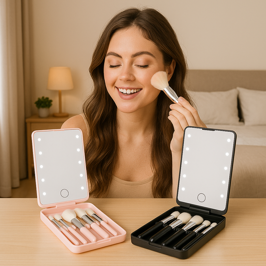 Set četkica za šminkanje sa LED ogledalom