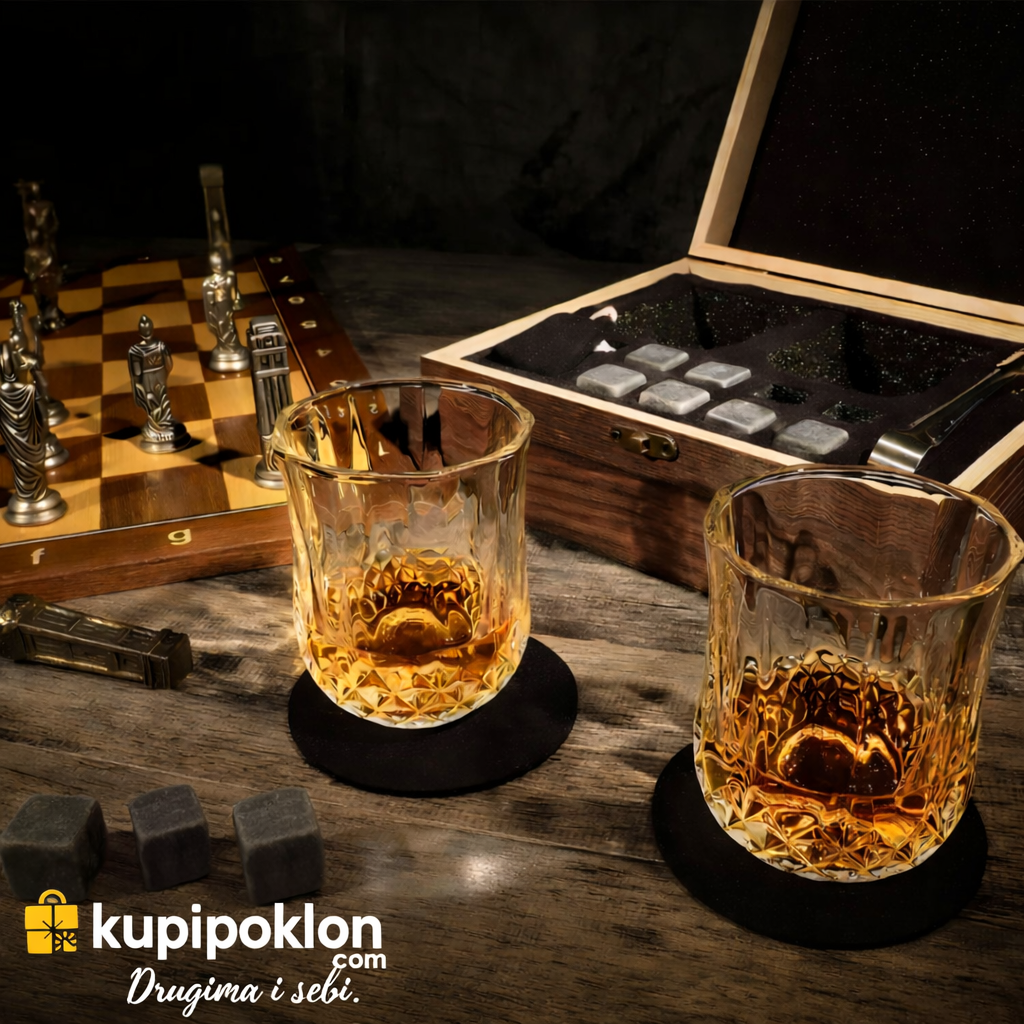 Luksuzni viski poklon set u drvenoj kutiji