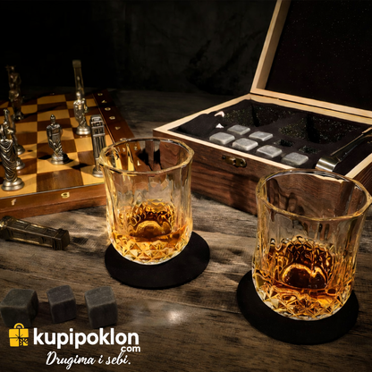 Luksuzni viski poklon set u drvenoj kutiji