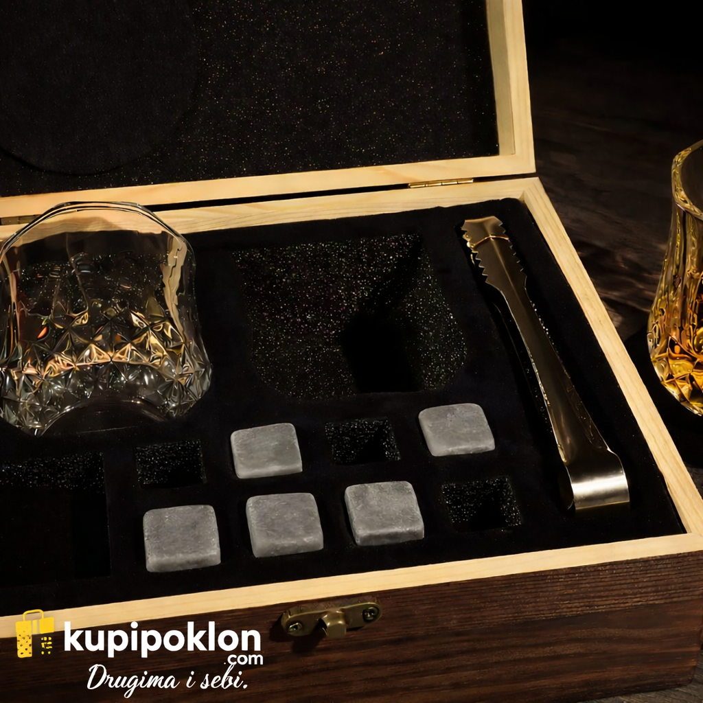 Luksuzni viski poklon set u drvenoj kutiji