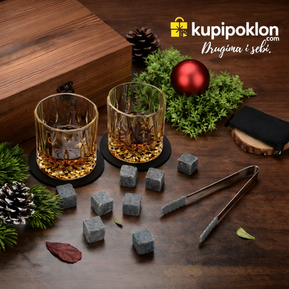 Luksuzni viski poklon set u drvenoj kutiji