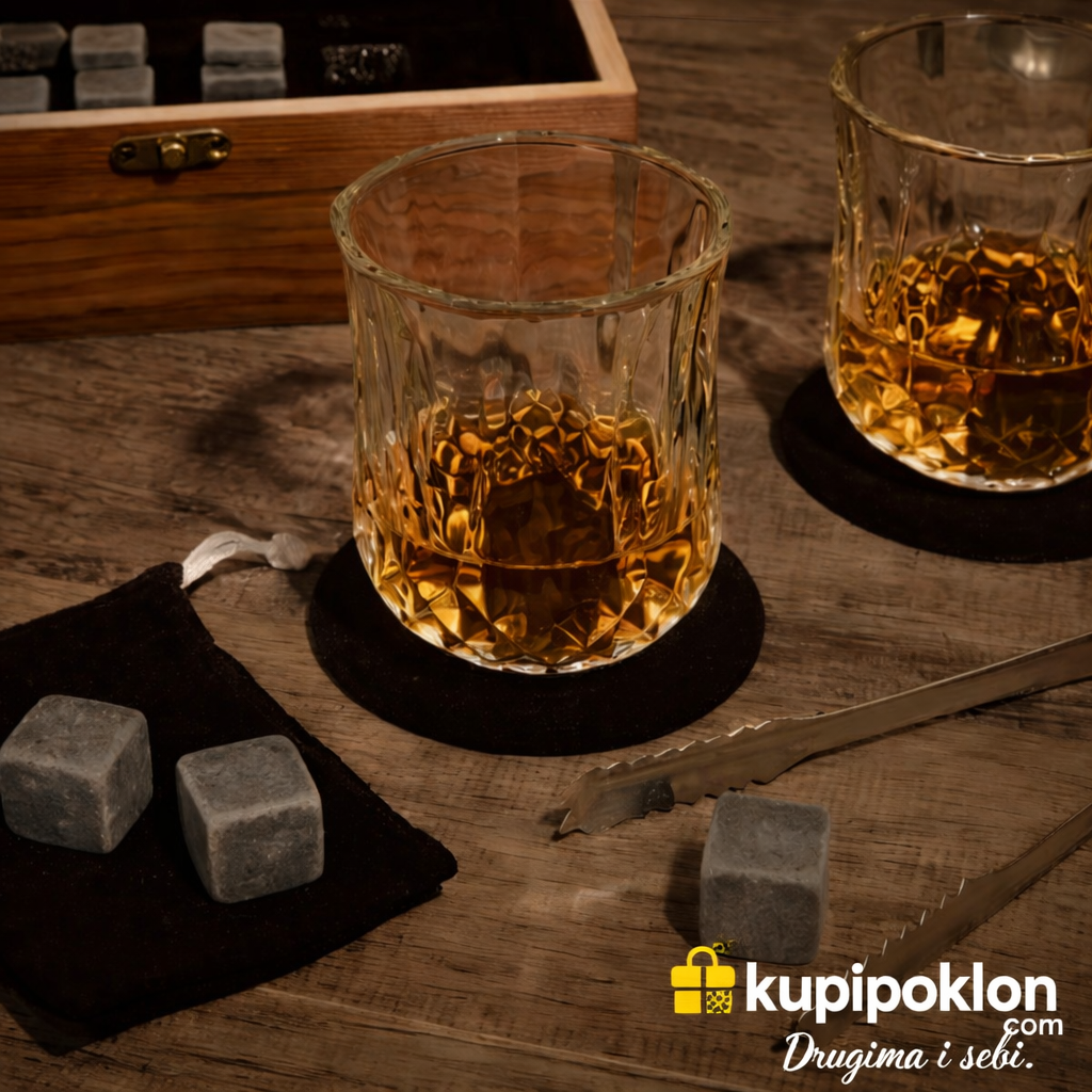 Luksuzni viski poklon set u drvenoj kutiji