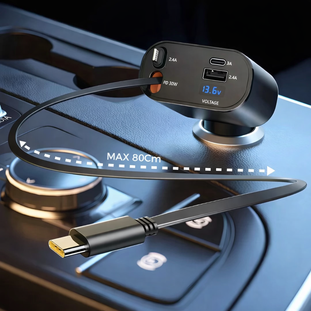 Najbrži 4 u 1 Auto Punjač – Brzo i pametno punjenje za sve uređaje