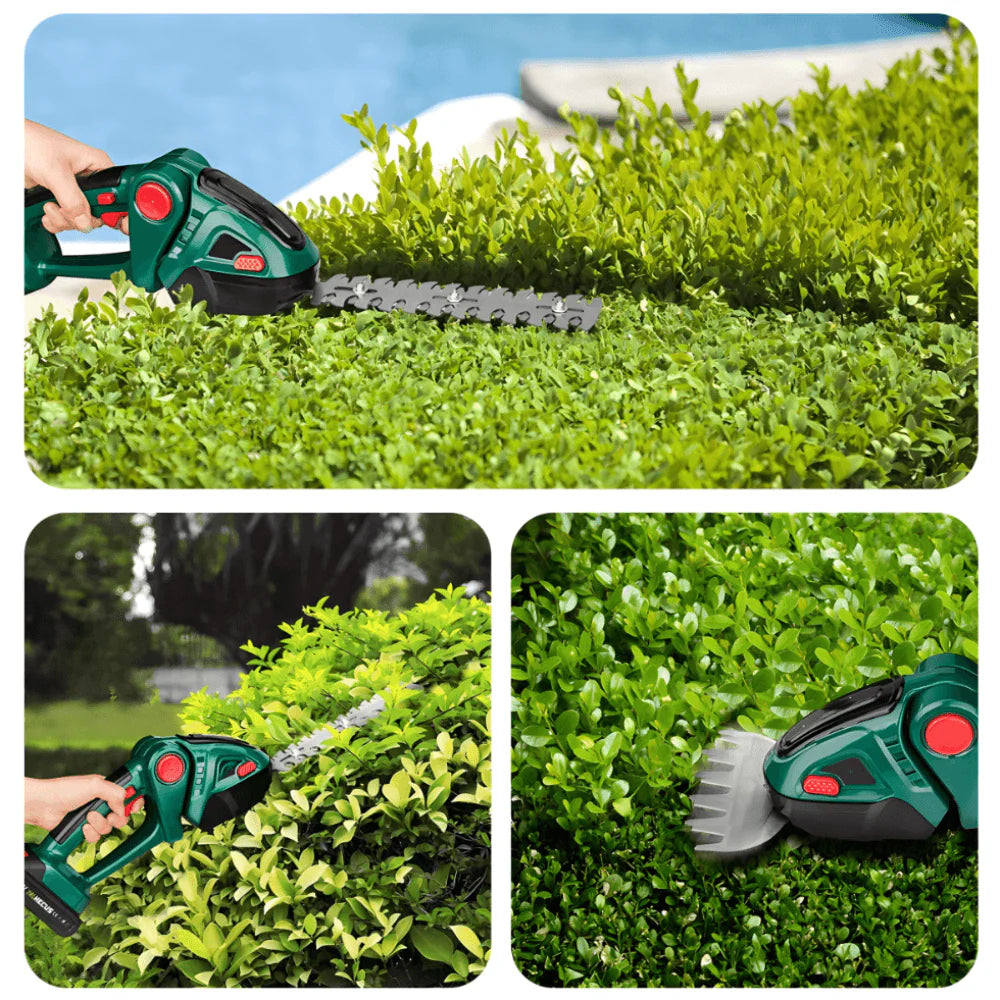 2-u-1 Aku trimer za živu ogradu i travu